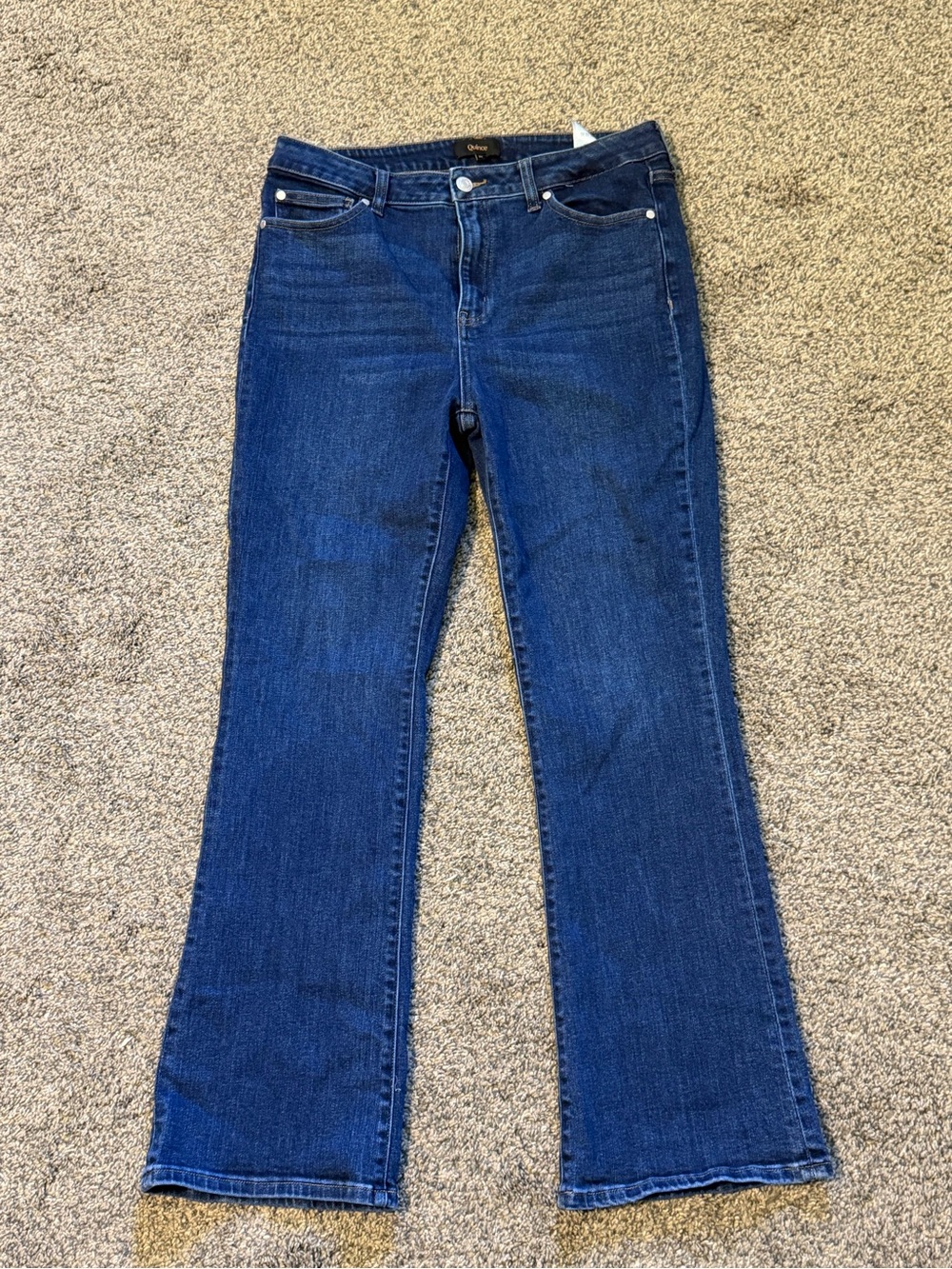 Quince Stretch High Rise Kick Flare Jeans Dark Wash